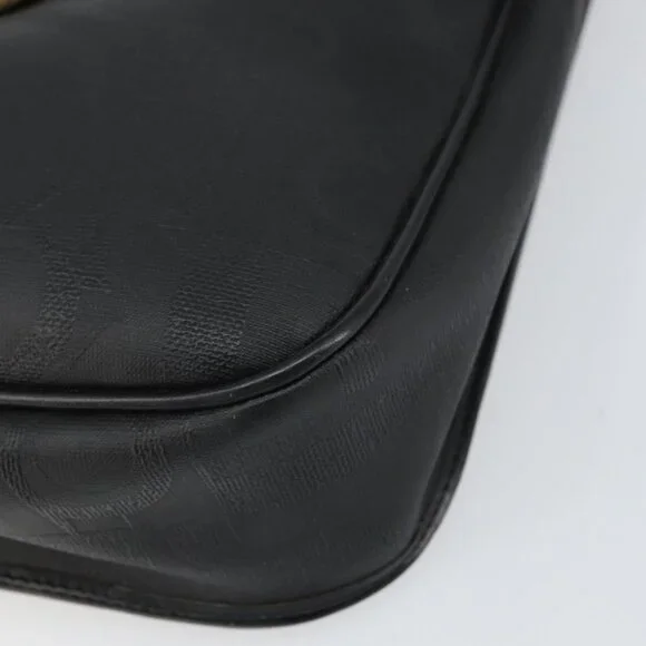Authentic Christian Dior Trotter Canvas Shoulder Bag PVC Black Gold